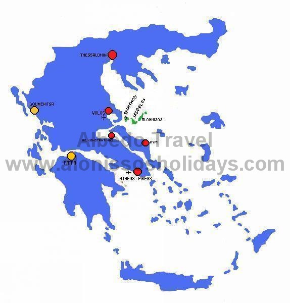 Map of Greece and Alonissos